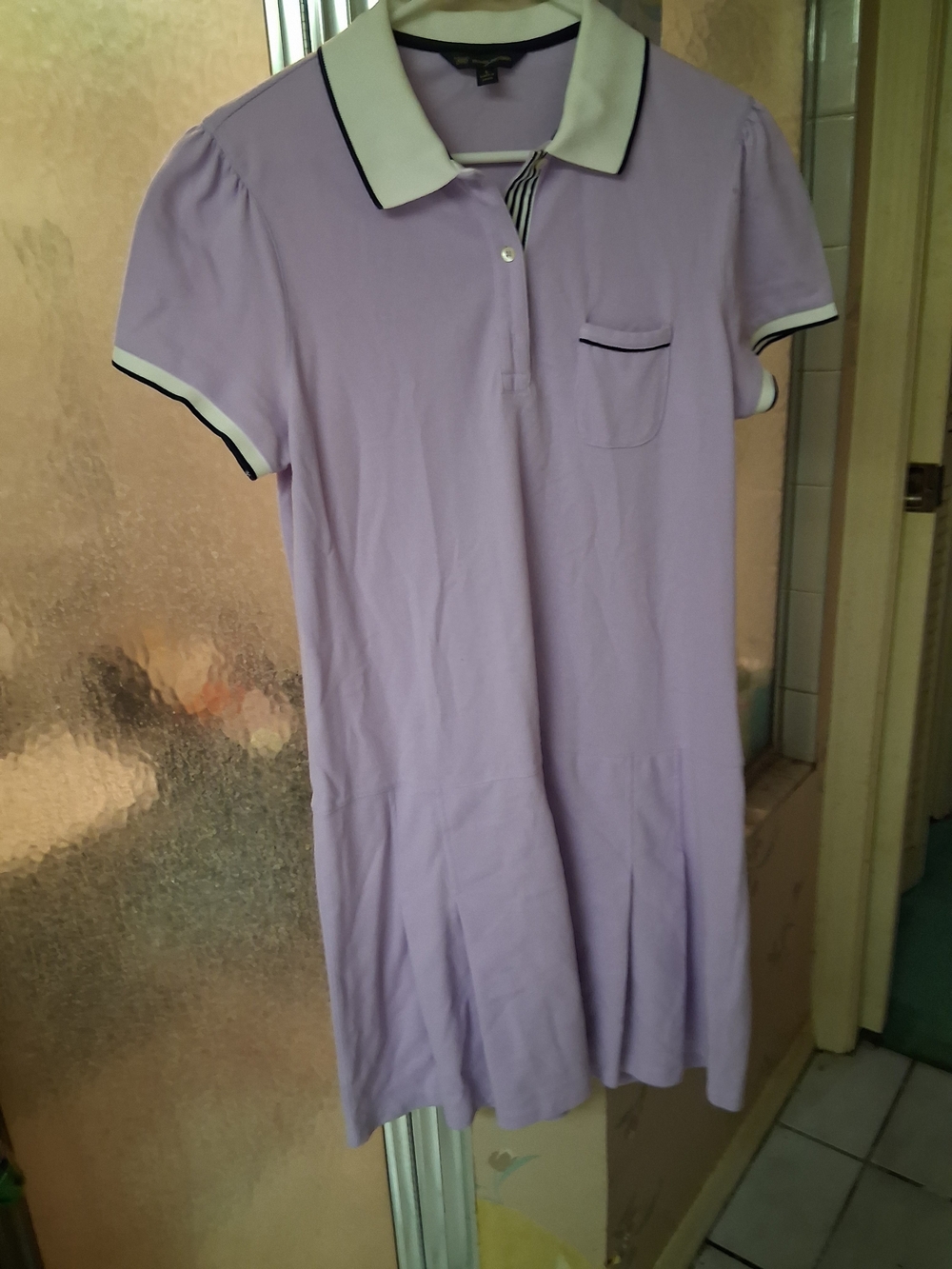 Brooks Brothers Cotton Lavender Polo Dress with White Trim Country Club Large